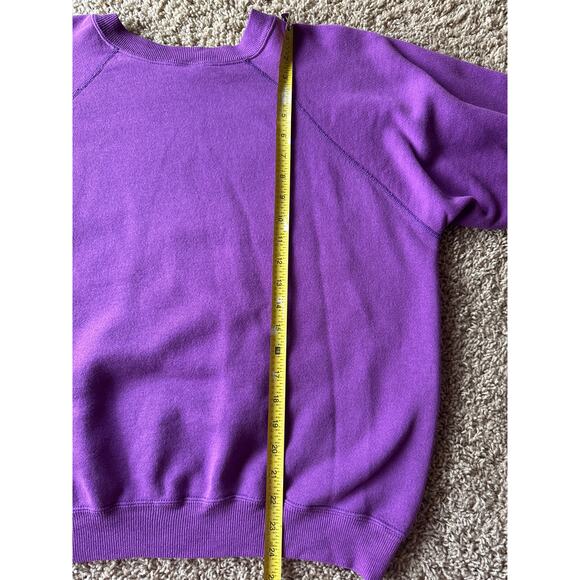 Vintage Blank Hanes USA Made Purple XL Raglan Crewneck Sweatshirt - Picture 6 of 7